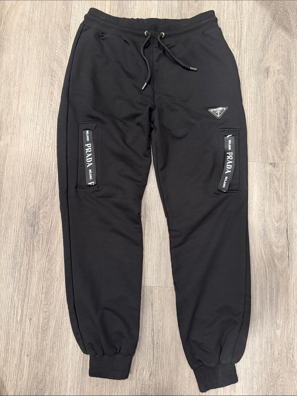 Prada Black Men's Logo-Trim Jogger Sweatpants